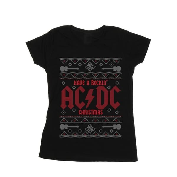 ACDC Dam/Ladies Have A Rockin Christmas - T-shirt i bomull