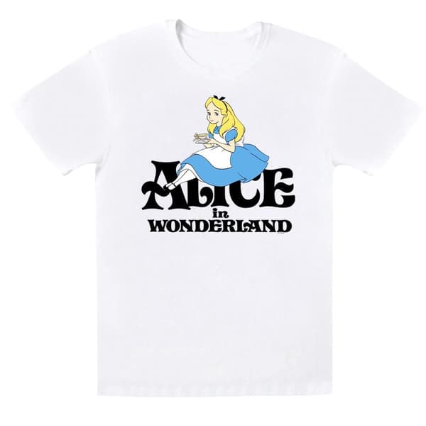 Disney Klassisk t-shirt för pojkar med Alice i underlandet som tedrickare White 7-8 Years