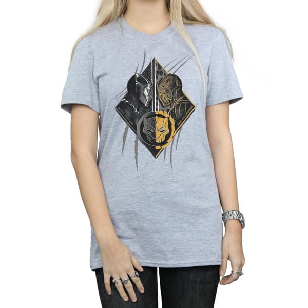 Marvel Womens/Ladies Black Panther Vs Killmonger Cotton Boyfriend T-Shirt