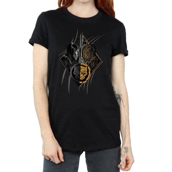 Marvel Womens/Ladies Black Panther Vs Killmonger Cotton Boyfriend T-Shirt