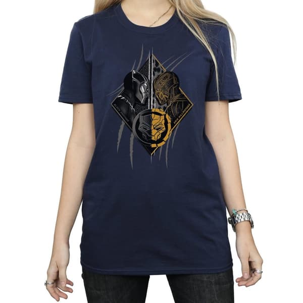 Marvel Womens/Ladies Black Panther Vs Killmonger Cotton Boyfriend T-Shirt