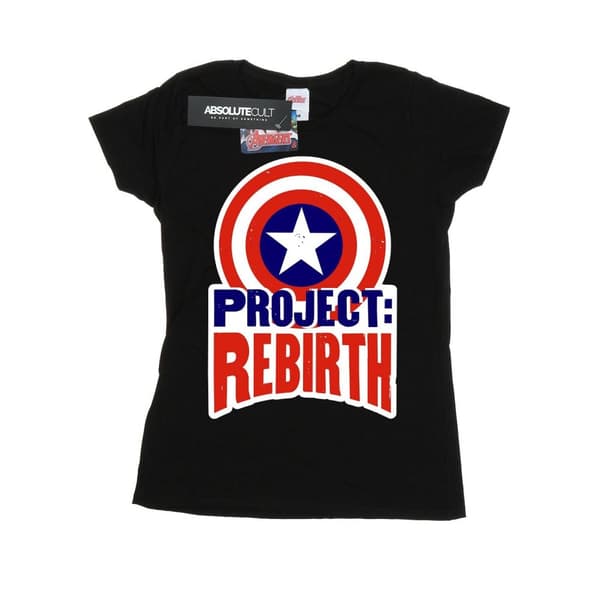 Marvel Womens/Ladies Captain America Project Rebirth Cotton T-Shirt Black S