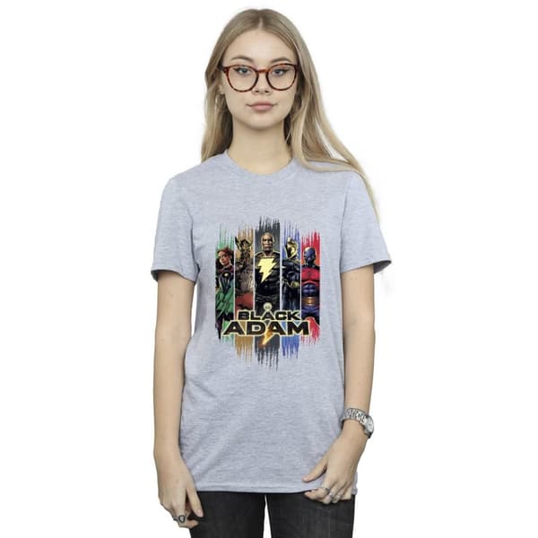 DC Comics Womens/Ladies Black Adam JSA Complete Group Cotton Boyfriend T-Shirt