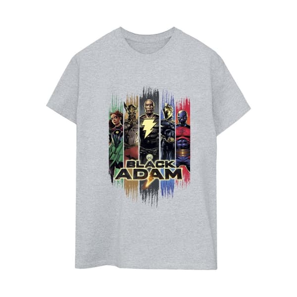 DC Comics Womens/Ladies Black Adam JSA Complete Group Cotton Boyfriend T-Shirt