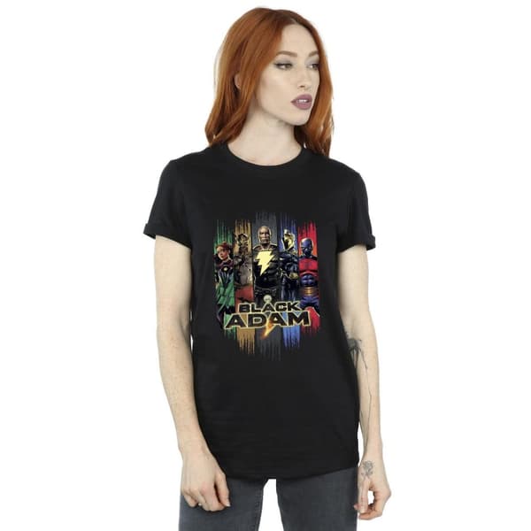 DC Comics Womens/Ladies Black Adam JSA Complete Group Cotton Boyfriend T-Shirt