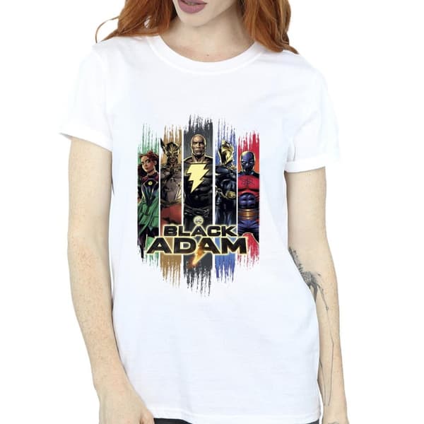 DC Comics Womens/Ladies Black Adam JSA Complete Group Cotton Boyfriend T-Shirt