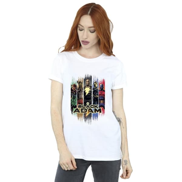 DC Comics Womens/Ladies Black Adam JSA Complete Group Cotton Boyfriend T-Shirt