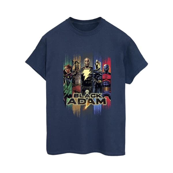 DC Comics Womens/Ladies Black Adam JSA Complete Group Cotton Boyfriend T-Shirt