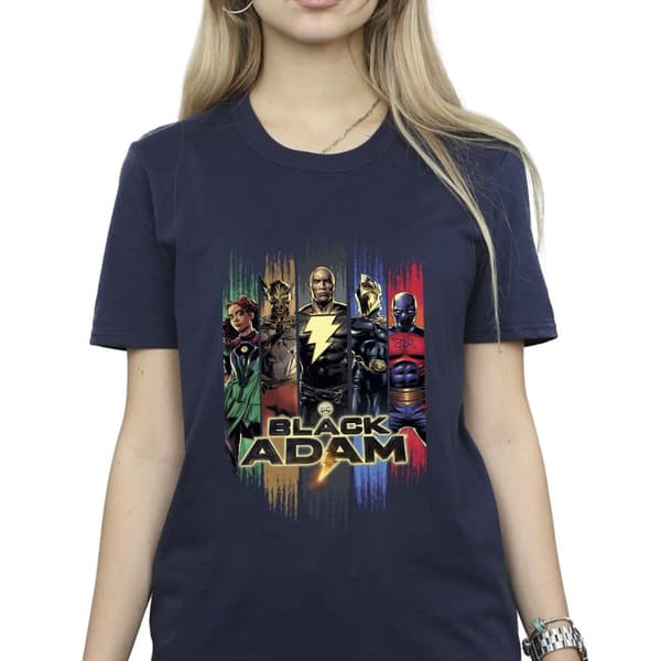 DC Comics Womens/Ladies Black Adam JSA Complete Group Cotton Boyfriend T-Shirt