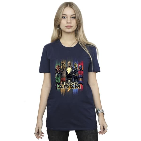 DC Comics Womens/Ladies Black Adam JSA Complete Group Cotton Boyfriend T-Shirt