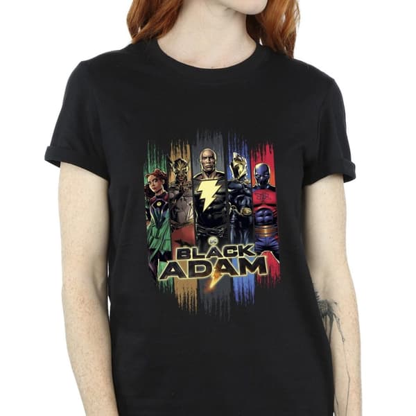 DC Comics Womens/Ladies Black Adam JSA Complete Group Cotton Boyfriend T-Shirt