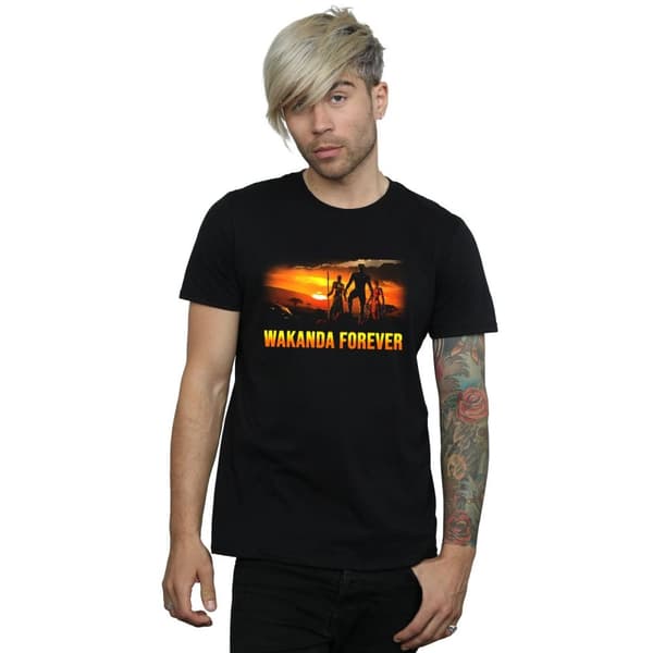 Marvel Mens Black Panther Wakanda Forever T-Shirt