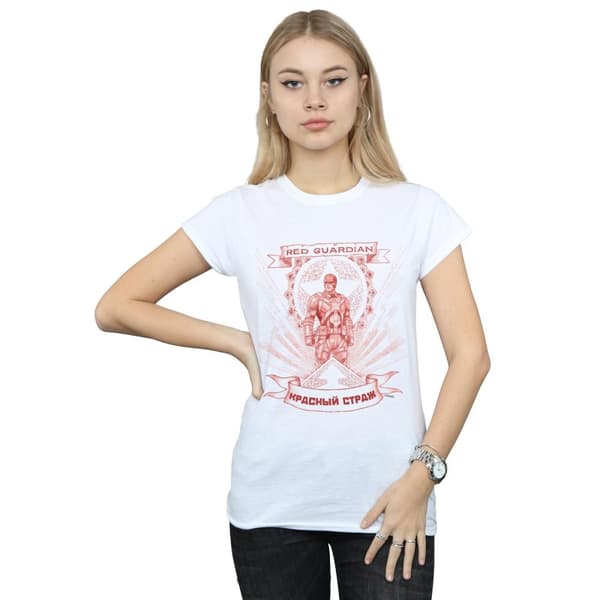 Marvel Dam/Tjej Black Widow Movie Red Guardian Propaganda T-shirt i bomull