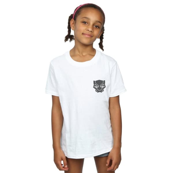 Marvel Girls Black Panther Black On Black Chest Print Cotton T-Shirt