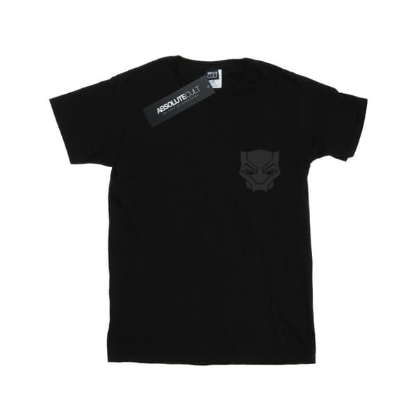 Marvel Girls Black Panther Black On Black Chest Print Cotton T-Shirt