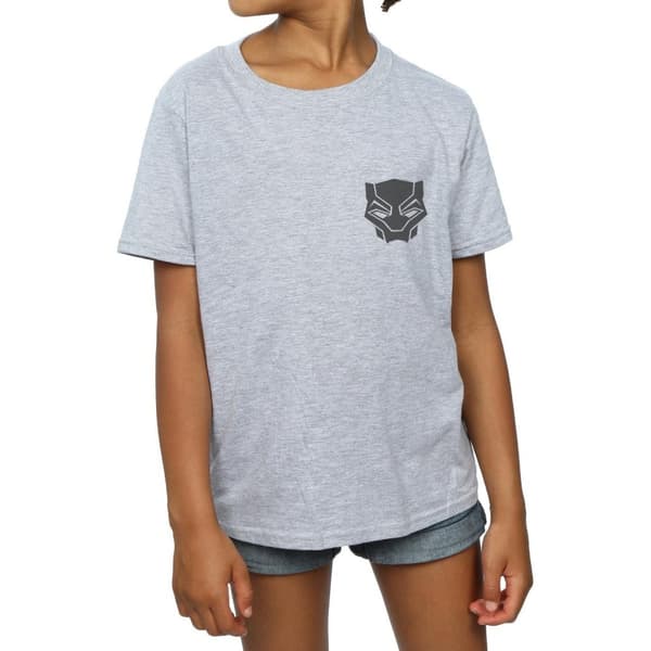 Marvel Girls Black Panther Black On Black Chest Print Cotton T-Shirt