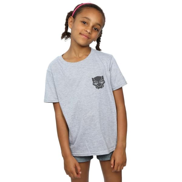 Marvel Girls Black Panther Black On Black Chest Print Cotton T-Shirt