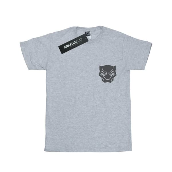 Marvel Girls Black Panther Black On Black Chest Print Cotton T-Shirt