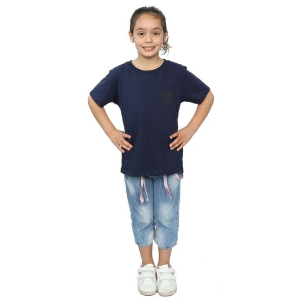 Marvel Girls Black Panther Black On Black Chest Print Cotton T-Shirt