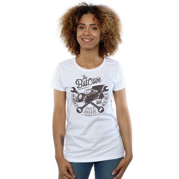 DC Comics Dam/Tjej Batman Pappas Garage Bomulls-T-shirt