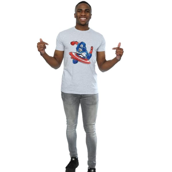 Marvel Mens Avengers Captain America Spray T-Shirt