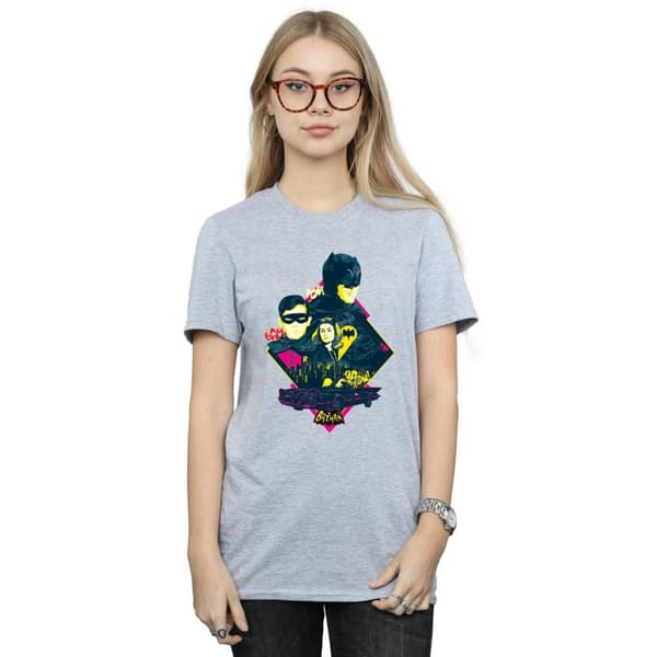 DC Comics Dam/kvinnor Batman TV Series Character Pop Art Boyfriend T-shirt i bomull