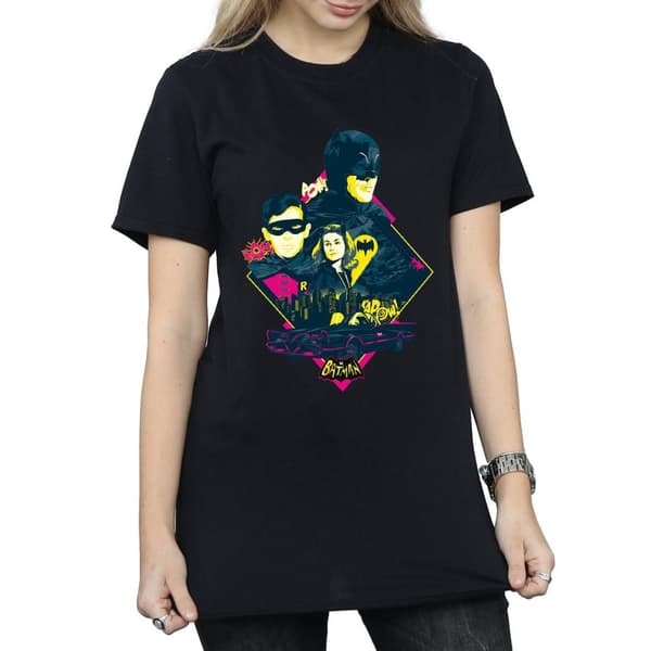 DC Comics Dam/kvinnor Batman TV Series Character Pop Art Boyfriend T-shirt i bomull