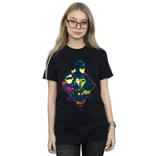 DC Comics Dam/kvinnor Batman TV Series Character Pop Art Boyfriend T-shirt i bomull