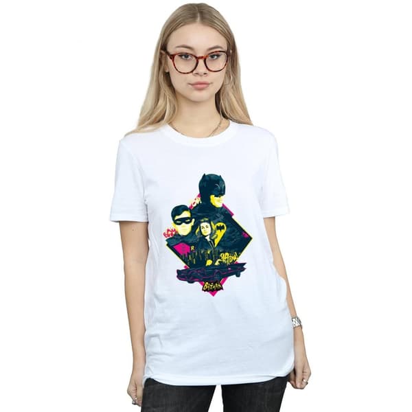 DC Comics Dam/kvinnor Batman TV Series Character Pop Art Boyfriend T-shirt i bomull