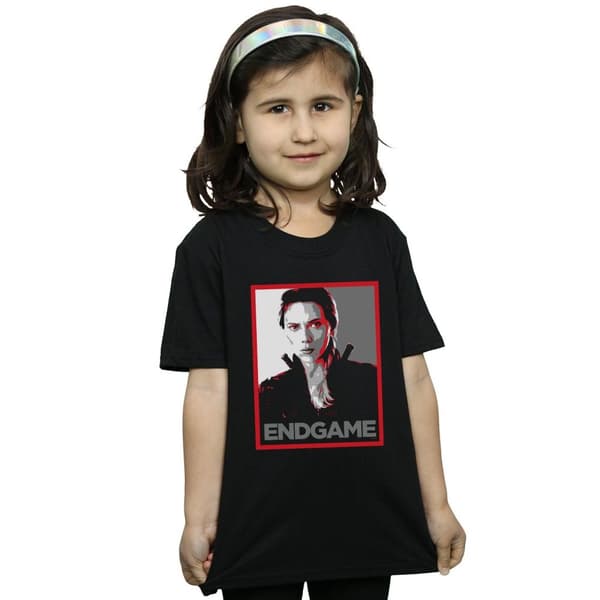 Marvel Girls Avengers Endgame Black Widow Poster Cotton T-Shirt