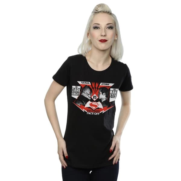 DC Comics Womens/Ladies Batman v Superman Face Off Cotton T-Shirt