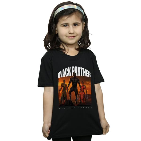Marvel Girls Black Panther Wakanda Strong Cotton T-Shirt