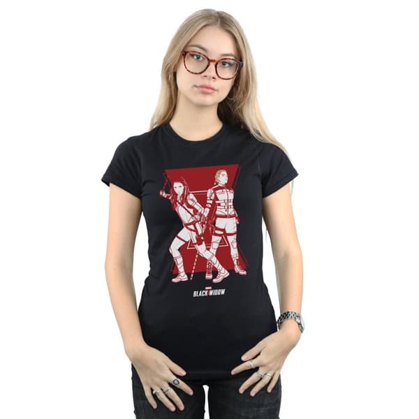 Marvel Dam/Tjej Black Widow Movie Systrar Silhuett Bomulls-T-shirt