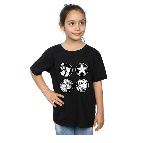 Marvel T-shirt i bomull med Avengers-huvudloggor för flickor