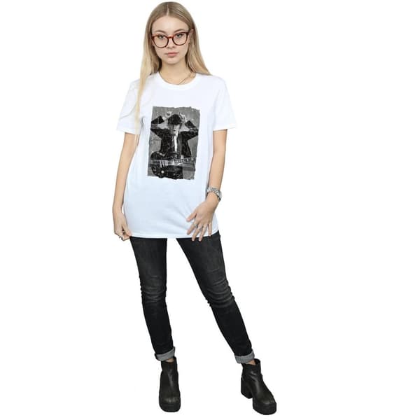 AC/DC Womens/Ladies Angus Young Distressed Photo Cotton Boyfriend T-Shirt
