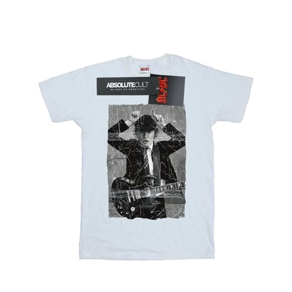 AC/DC Womens/Ladies Angus Young Distressed Photo Cotton Boyfriend T-Shirt