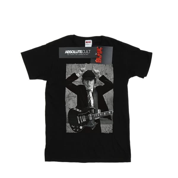 AC/DC Womens/Ladies Angus Young Distressed Photo Cotton Boyfriend T-Shirt