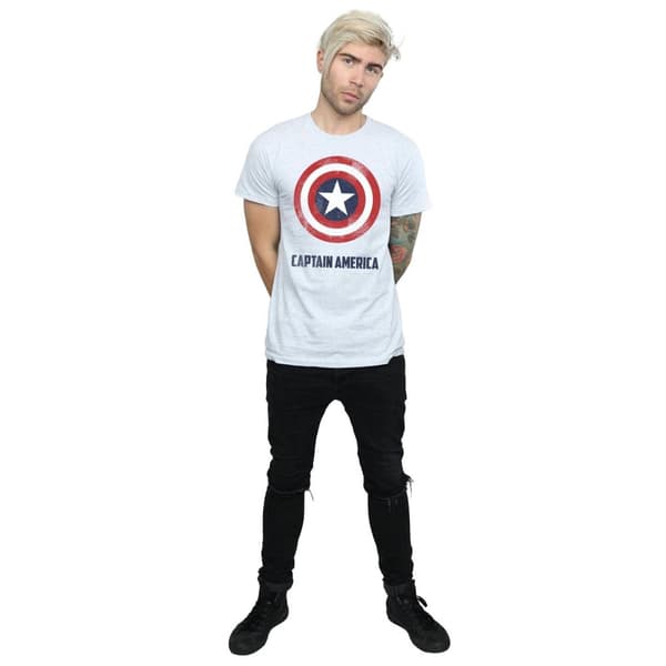 Marvel Mens Captain America Shield Text T-Shirt