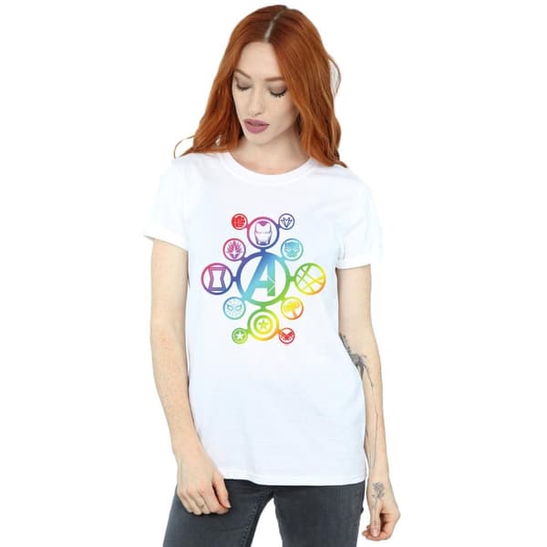 Marvel Womens/Ladies Avengers Infinity War Rainbow Icons Cotton Boyfriend T-Shirt