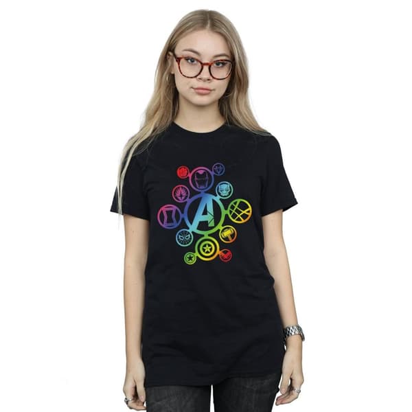 Marvel Womens/Ladies Avengers Infinity War Rainbow Icons Cotton Boyfriend T-Shirt
