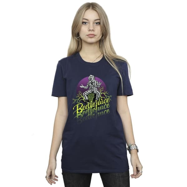 Beetlejuice Womens/Ladies Purple Circle Cotton Boyfriend T-Shirt