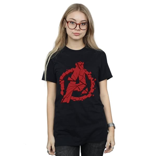 Marvel Womens/Ladies Avengers Endgame Shattered Logo Cotton Boyfriend T-Shirt