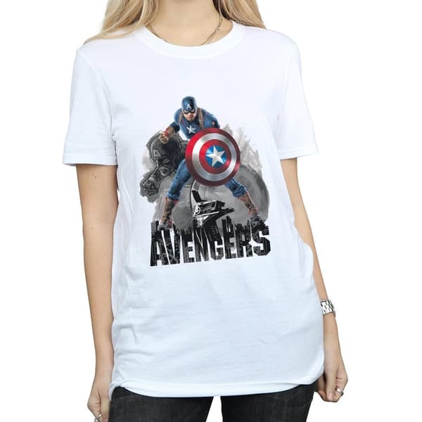 Marvel Dam/Tjej - Captain America - Action Pose - Boyfriend-t-shirt i bomull