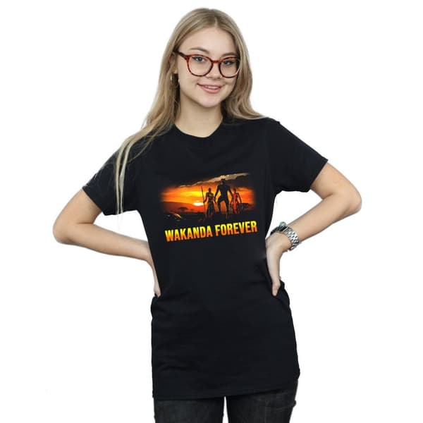 Marvel Womens/Ladies Black Panther Wakanda Forever Cotton Boyfriend T-Shirt