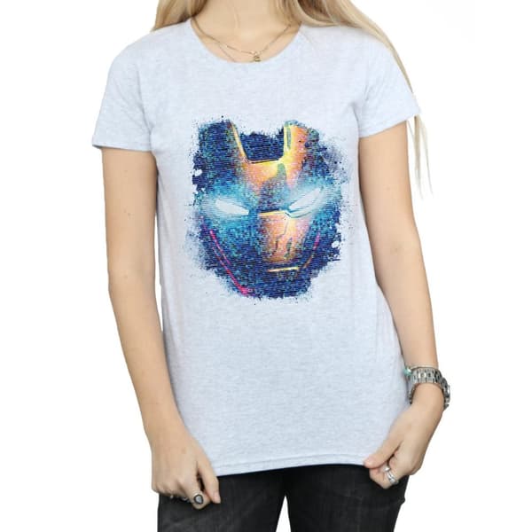 Marvel Dam/Tjej - Iron Man - T-shirt i bomull med tryck på huvudet