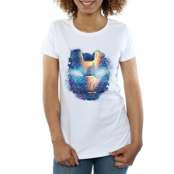 Marvel Dam/Tjej - Iron Man - T-shirt i bomull med tryck på huvudet