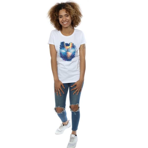Marvel Dam/Tjej - Iron Man - T-shirt i bomull med tryck på huvudet