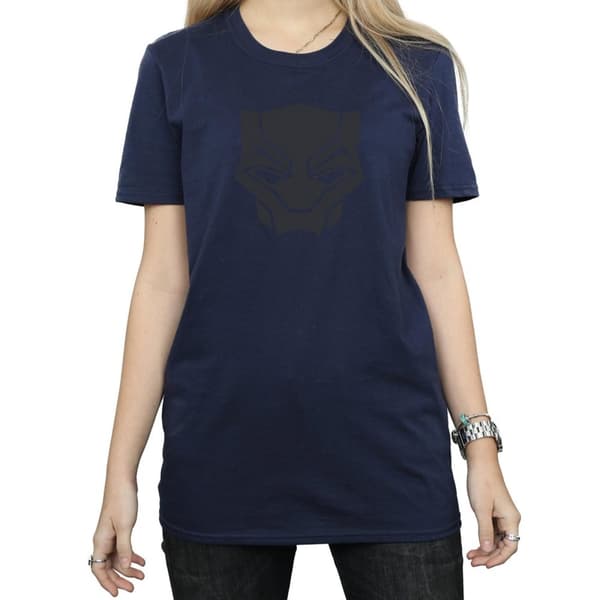 Marvel Womens/Ladies Black Panther Black On Black Cotton Boyfriend T-Shirt