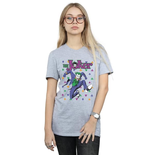 DC Comics Womens/Ladies Batman Joker Cards Jump Cotton Boyfriend T-Shirt