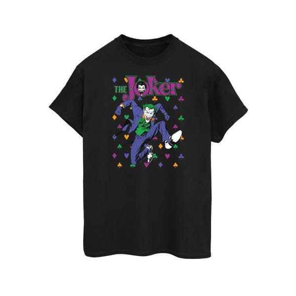 DC Comics Womens/Ladies Batman Joker Cards Jump Cotton Boyfriend T-Shirt